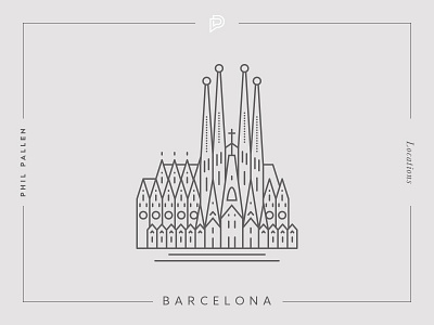 Barcelona icon architecture barcelona branding city flat icon landmark line location spain travel vector