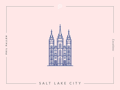 Salt Lake City Icon architecture city flat icon lake landmark line location salt travel utah vector