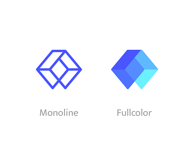 Monoline Vs Fullcolor Wisecube Mark brand branding design flat fullcolor icon identity line logo mark mono line monogram vector