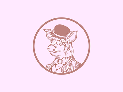Twisted Franks bbq illustrator logo pig procreate