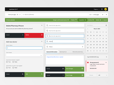 Apotheek 24-7 Components carbonated dashboard dashboard ui design erp ibm design ibm plex minimal saas ui user interface userinterface