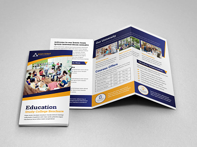 Education College Trifold Brochure branding brochure brochure mockup brochure template college trifold education brochure education trifold education website flyer flyer mockup illustration logo icon mockup school brochure school college school trifold trifold brochure trifold mockup typography unique brochure