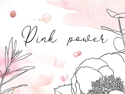 Pink Power black outline blob cosmetic packaging creative market etsy shop eucalyptus eucalyptus invitation feminine design flower girly glitter logo creator metallic ink minimal pink pink dust sketch splash splatters spot watercolor wash