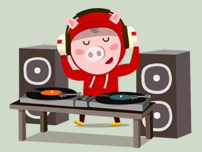 DJ P.I.G. app apple appstore barcelona book cartoon children game illustration illustrator ios ipad iphone kids monsters pig pigs vector videogame wolf