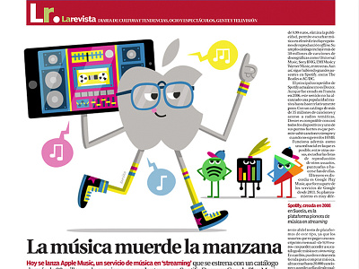 Apple Music (Press illustration) 20minutos apple illustrator music newspaper press spotify vector