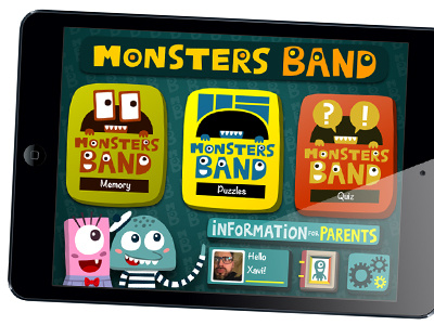 Monsters Band -Board Games- for iPad & iPhone app appstore characters game illustration ios ipad iphone memory monsters puzzle quiz vector video game