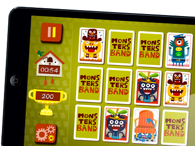 Memory game from Monsters Band app apple appstore barcelona illustration illustrator ios ipad iphone memory monster monsters