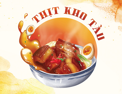 THỊT KHO TÀU food illustration new year vietnam