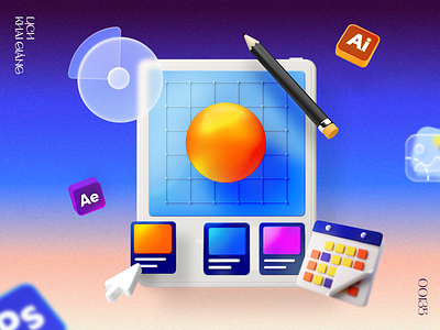 Tool and gradient color 3d graphic design
