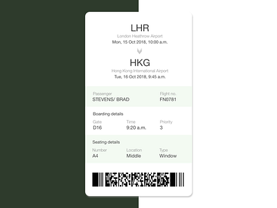 Daily UI #024 - Boarding Pass app boarding pass dailyui dailyui 024 design minimalist mobile sketch ui