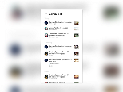 Daily UI #047 - Activity feed activity feed app daily 100 daily 100 challenge dailyui dailyui 047 design minimalist mobile sketch social media ui