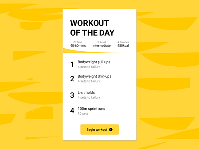 Daily UI #062 - Workout of the Day app daily 100 daily 100 challenge dailyui dailyui062 design minimalist mobile sketch ui workout