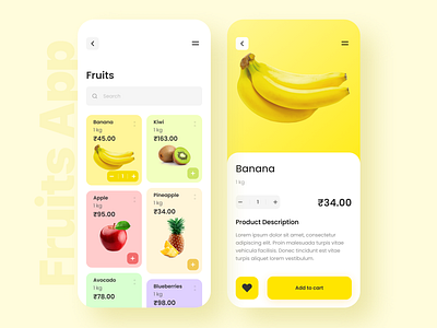 Fruits App app dailyui dashboard design food minimal ui ux