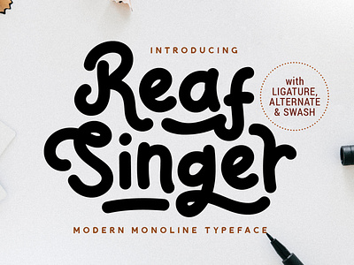 Reaf Singer Font branding design font hand lettering handlettering illustration lettering logo typography