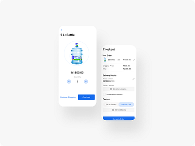 Product & Checkout Screens app app design checkout checkout page mobile app product page uiux water