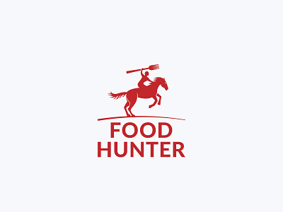 Food Hunter logo. abstract clean clever food fork horse hunter logo logo design restaurant vector