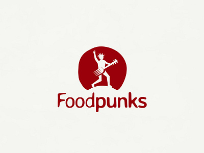 Logo for FoodPunks. abstract alternative clever cool food fork fun hot kitchenware logo design punk punkhead rebellious