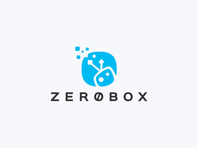 Zerobox abstract ai character clean computers cool design electronic electronics funny logo logo design modern programming robot robots