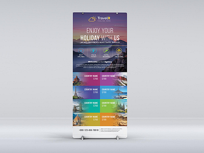 Travel Roll Up Banner agency banners booking business corporate exotic fun grounge holiday journey leisure outdoor planner promotion promotional relaxation roll up rollup service smile