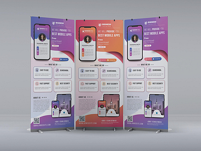 Mobile App Roll up Banner ad advert advertisement advertising android app apps banner banners business clean corporate design display minimalist mobile mobile app modern multipurpose phone