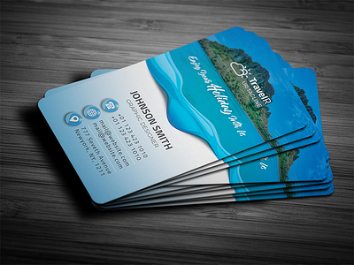 Travel Business Card accommodation agency blue brand business business card clean corporate creative cruise design flight guide holiday illustrator journey marketing modern portfolio portrait