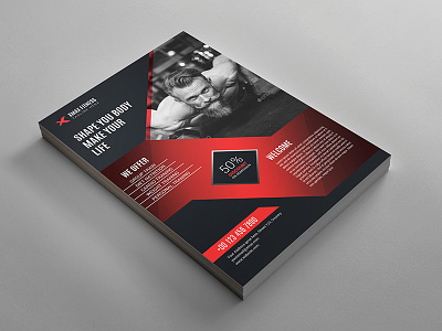 Fitness Flyer a4 advert advertisement body bodybuilding business coach design fats female fight fitness flyer gym muscle personal teacher template train trainer