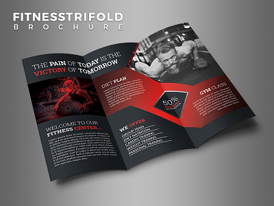 Fitness Trifold Brochure advertising black body brochure business company corporate creative exercise fit fitness fitness brochure fitness center gym gym brochure gym center gym trifold brochure health lifestyle multipurpose