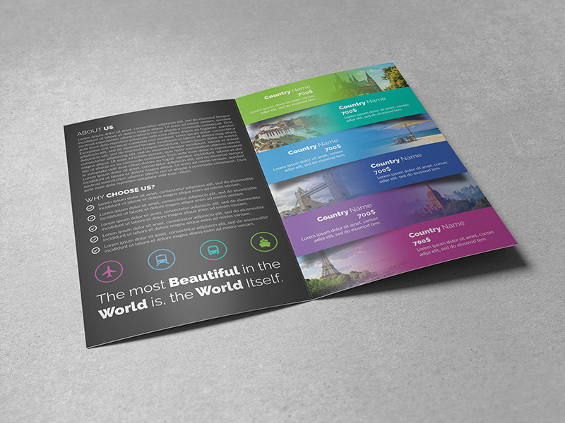 Travel Bifold Brochure vacation universal travel brochure travel agency travel template psd print template holiday design corporate brochure corporate company clean business brochure bifold brochure bifold