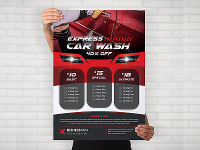 Car Wash Poster auto show automobile blue business car car care car mats car wash car wax care clean commercial corporate mehanic modified motor motors oil paint protection poster