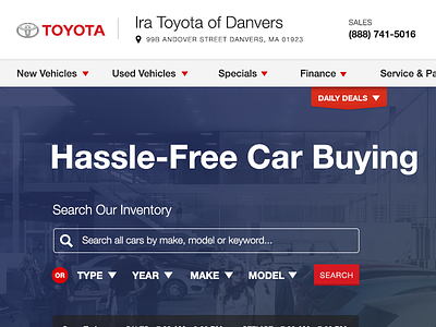 Toyota Dealership Homepage Concept automotive car dealer responsive design