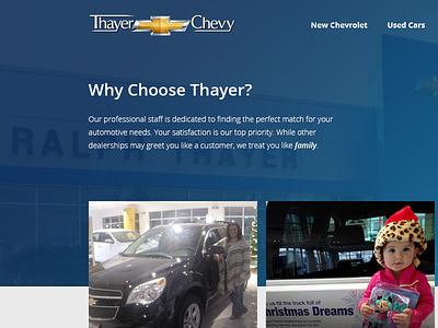 Thayer Chevy Social Media Landing Page automotive cars chevrolet dealership landing page social media