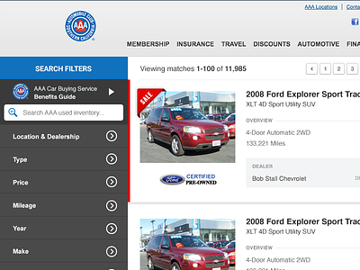 AAA Used Vehicle Inventory aaa automotive responsive design