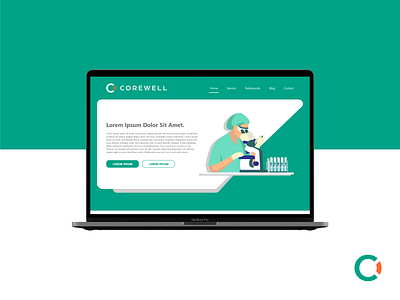 Corewell brand branding clean design health care identity landing page logo medical minimalist mockup ui