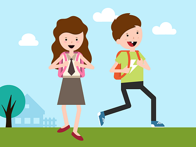 Go to School backpack boy children girl go to school illustration school students teenager