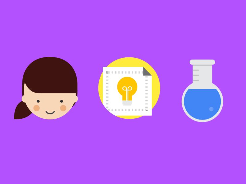 Design Process avatar creative design gif girl icons labs lightbulb test