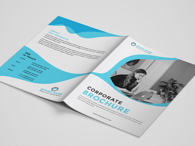 Modern Bi-fold Brochure Corporate Identity Template abstract blue branding brochure design business company profile illustration leaflet logo print layout vector