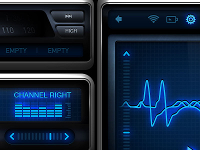 Dtx Standard (TESLA inspired psd) app application buttons elements interface ios ipad iphone music player sound tesla