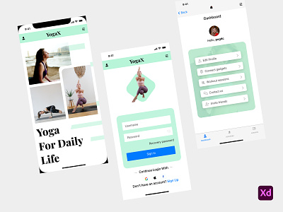 YogaX - Next generation Yoga App UI Design clean flat minimal mobile app prototype ui