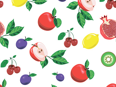 fruits apple art background berry cherry design food fresh fruit fruits garnet healthy illustration kiwi lemon natural pattern pomegranate seamless sheet