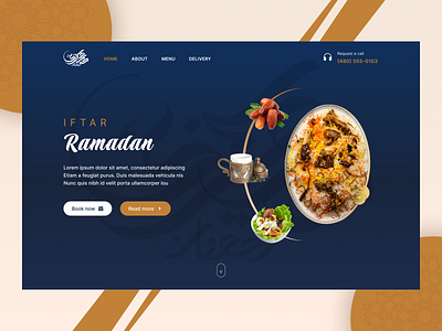 Restaurant hero section : Ramadan month date food hero iftar meal ramadan resto ui design ux design web web design website