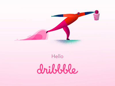 Hello, Dribbble! - “Basketball” art basketball debut digital art first hello dribbble illustration playing sports