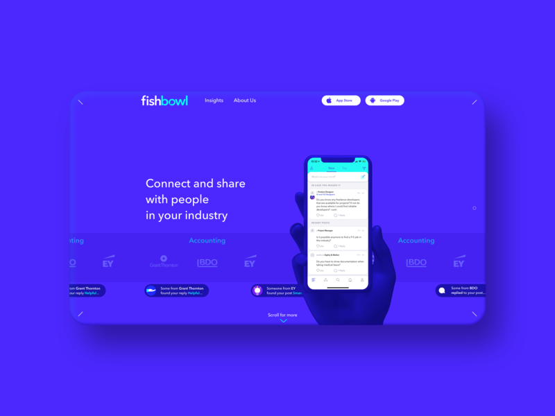 Fishbowl Landing Page v2 app interaction productdesign ui ux design ux design visual identity webdesign