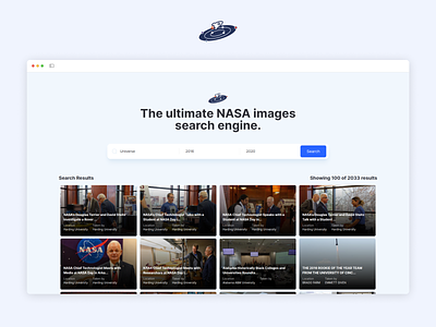 NASA Images Search engine button design form gallery images input logo nasa photos planets search ui web design website