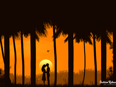 ღ Romantic couple ღ couple illustration love romantic sky sunset vector art vector background