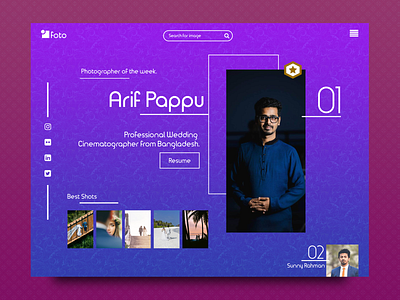 Photographer of the week. design landing page landing page concept landing page design landing page ui photograhy photographer ui ui design ui designer