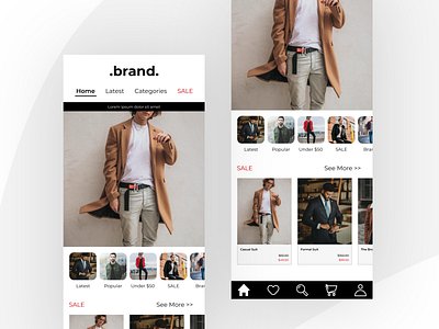 Men Fashion App Home Page UI Kit android app application brand e commerce fashion figma home home app ios iphone kit man men portfolio store template ui ux