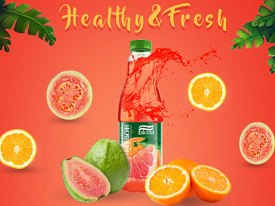Juice Posters advertising fresh guava healhty juices orange posters