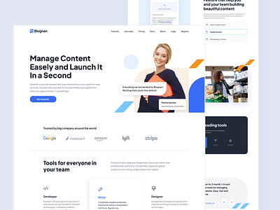 Blognan Website - CMS for Blogger & Writer cms content management homepages landing pages management app marketing website saas saas website ui website design