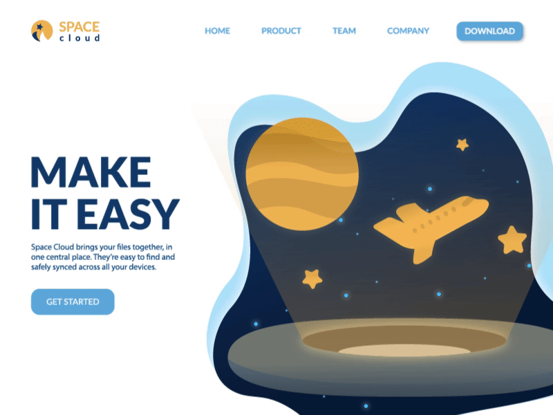 Space Cloud landing page animation design gif animated illustration landing page space ui ux website