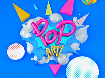 Pop Art abstract art art direction artdirector blue cinema 4d design illustration popart typography vray vrayforc4d